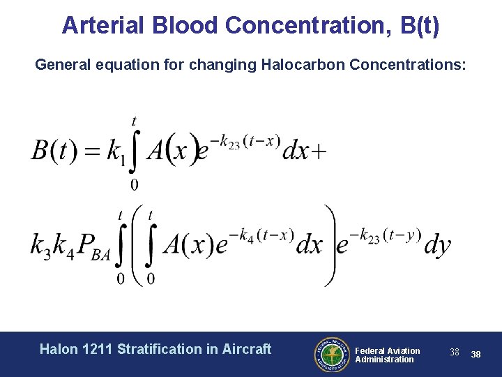 Arterial Blood Concentration, B(t) General equation for changing Halocarbon Concentrations: Halon 1211 Stratification in