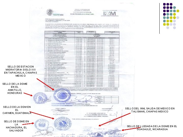 SELLO DE ESTACION MIGRATORIA SIGLO XXI EN TAPACHULA, CHIAPAS MEXICO SELLO DE LA DGME