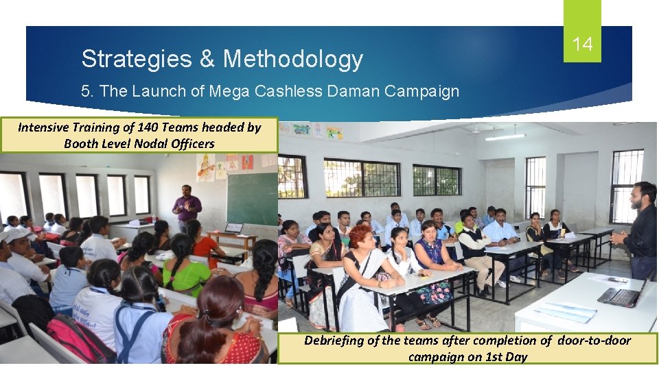 Strategies & Methodology 14 5. The Launch of Mega Cashless Daman Campaign Intensive Training