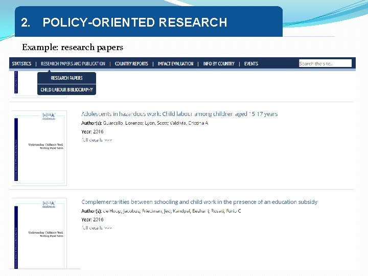 2. POLICY-ORIENTED RESEARCH Example: research papers 