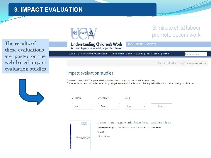 3. IMPACT EVALUATION The results of these evaluations are posted on the web-based impact