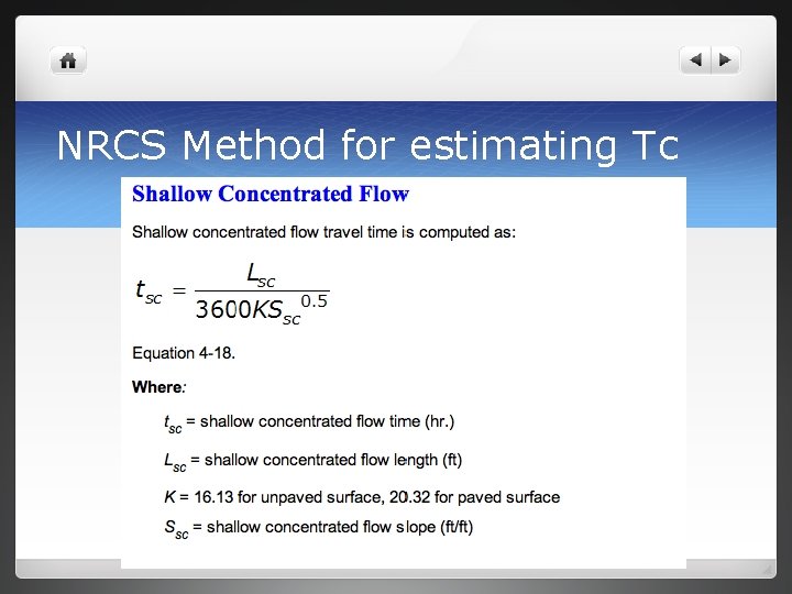 NRCS Method for estimating Tc 