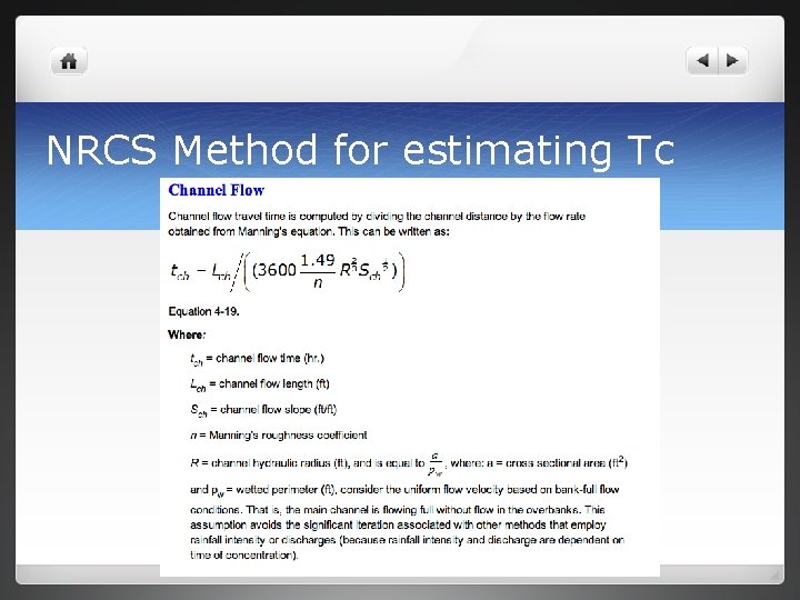 NRCS Method for estimating Tc 