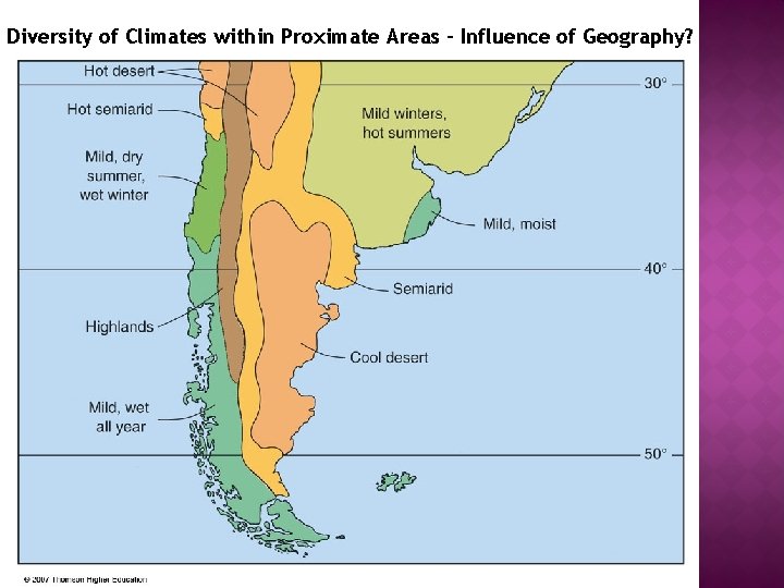 Diversity of Climates within Proximate Areas – Influence of Geography? 