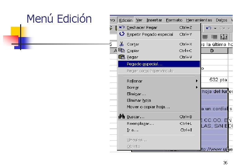 Menú Edición 36 