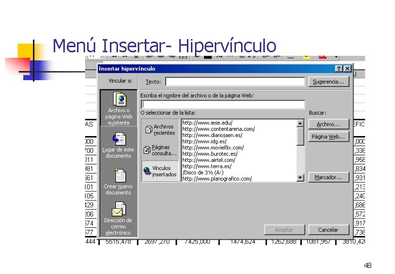 Menú Insertar- Hipervínculo 48 