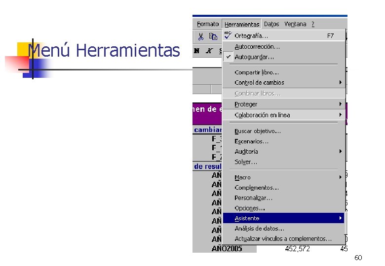 Menú Herramientas 60 