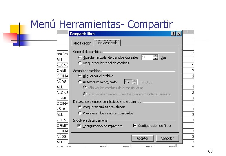 Menú Herramientas- Compartir 63 