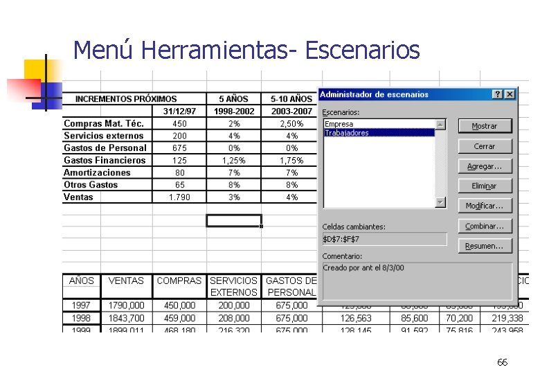 Menú Herramientas- Escenarios 66 