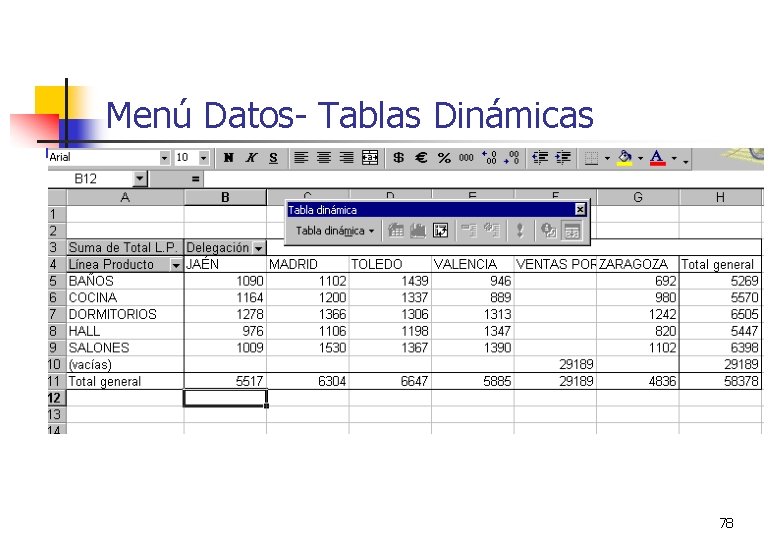 Menú Datos- Tablas Dinámicas 78 