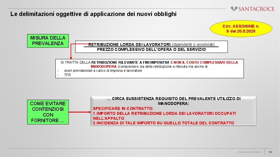 Le delimitazioni oggettive di applicazione dei nuovi obblighi Circ. ASSONIME n. 9 del 20.