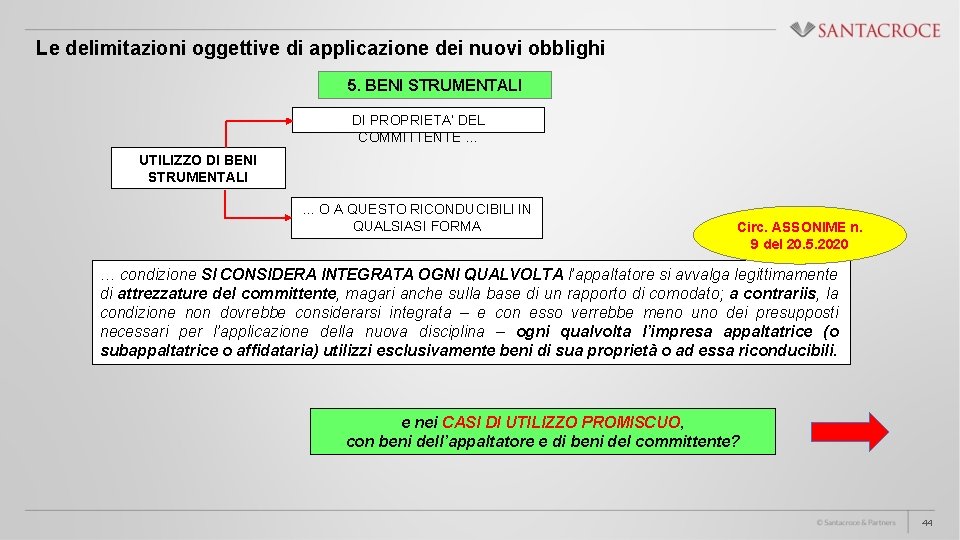 Le delimitazioni oggettive di applicazione dei nuovi obblighi 5. BENI STRUMENTALI DI PROPRIETA’ DEL