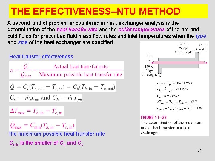 THE EFFECTIVENESS–NTU METHOD A second kind of problem encountered in heat exchanger analysis is