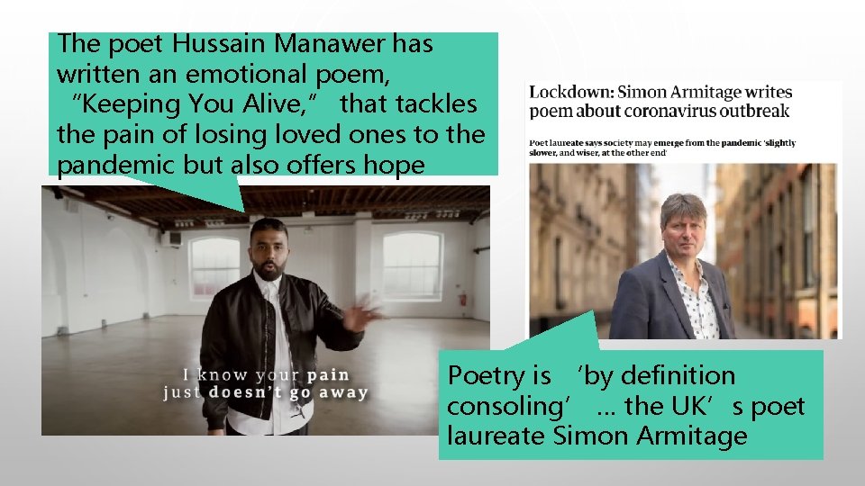 The poet Hussain Manawer has written an emotional poem, “Keeping You Alive, ” that The poet Hussain Manawer has written an emotional poem, “Keeping You Alive, ” that