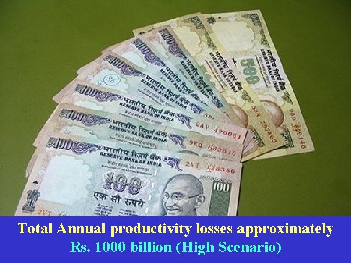 Total Annual productivity losses approximately Rs. 1000 billion (High Scenario) 