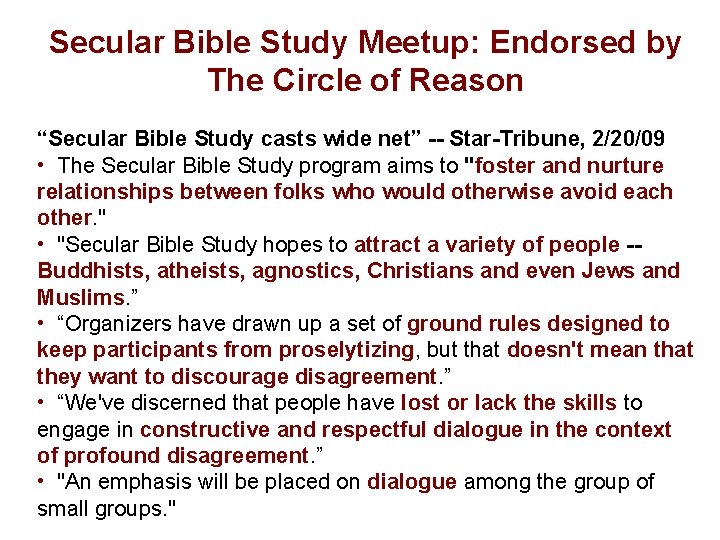 Secular Bible Study Meetup: Endorsed by The Circle of Reason “Secular Bible Study casts