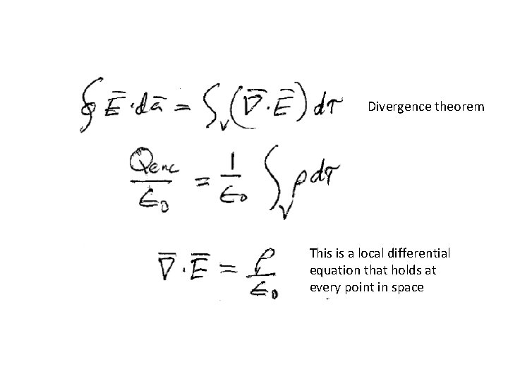 Divergence theorem This is a local differential equation that holds at every point in
