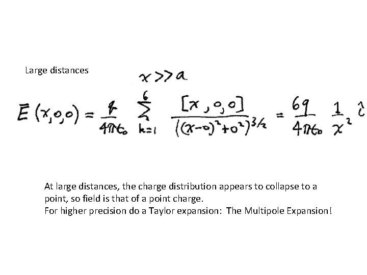 Large distances At large distances, the charge distribution appears to collapse to a point,