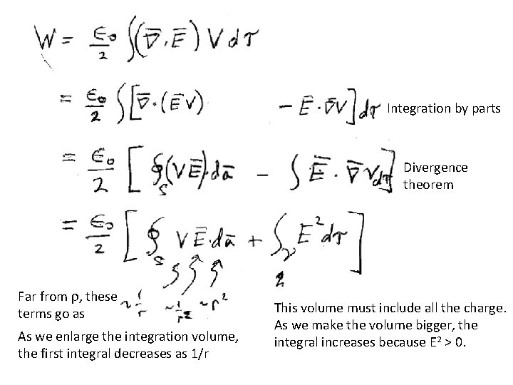 Integration by parts Divergence theorem Far from r, these terms go as As we