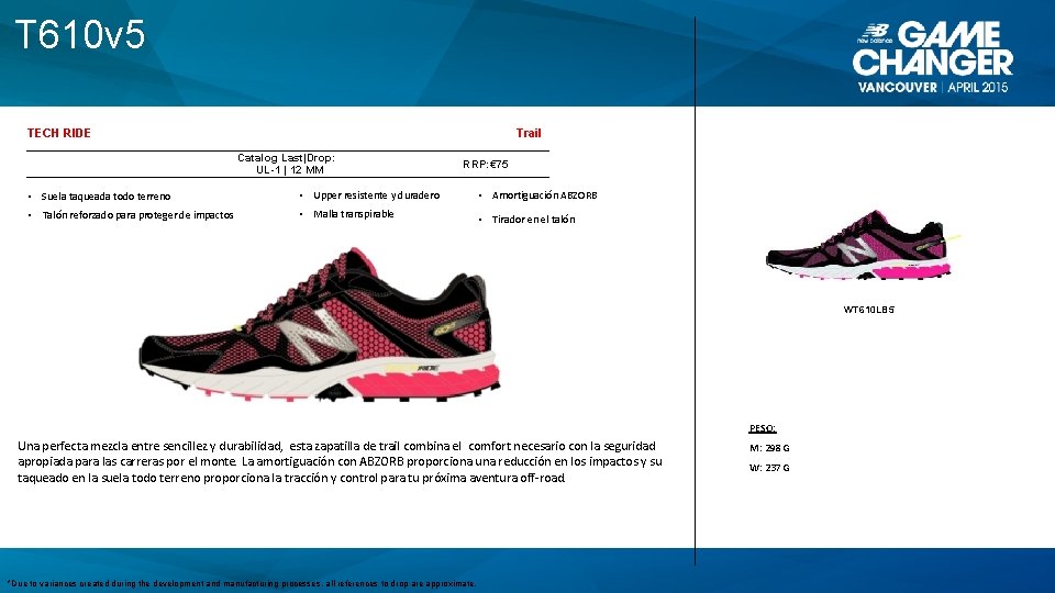 T 610 v 5 TECH RIDE Trail Catalog Last|Drop: UL-1 | 12 MM •