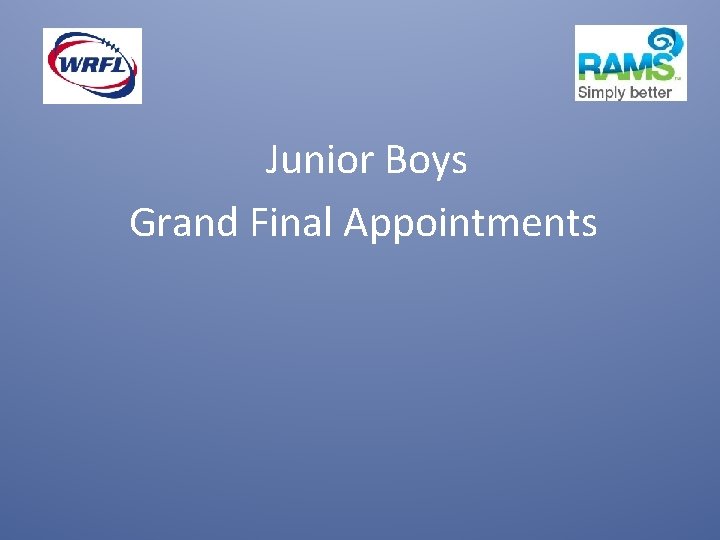 Junior Boys Grand Final Appointments 