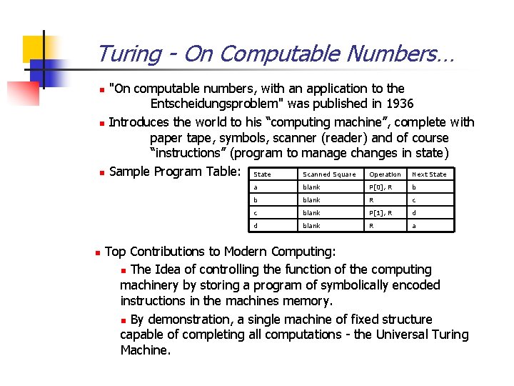 Turing - On Computable Numbers… n n "On computable numbers, with an application to