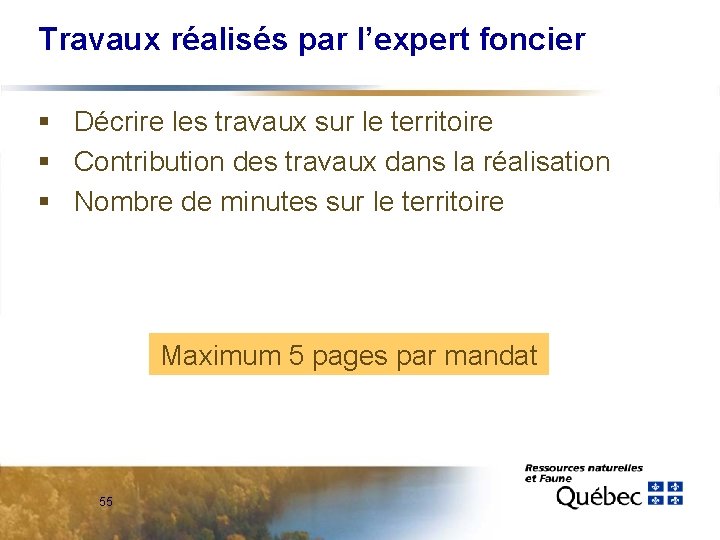 Travaux réalisés par l’expert foncier § Décrire les travaux sur le territoire § Contribution