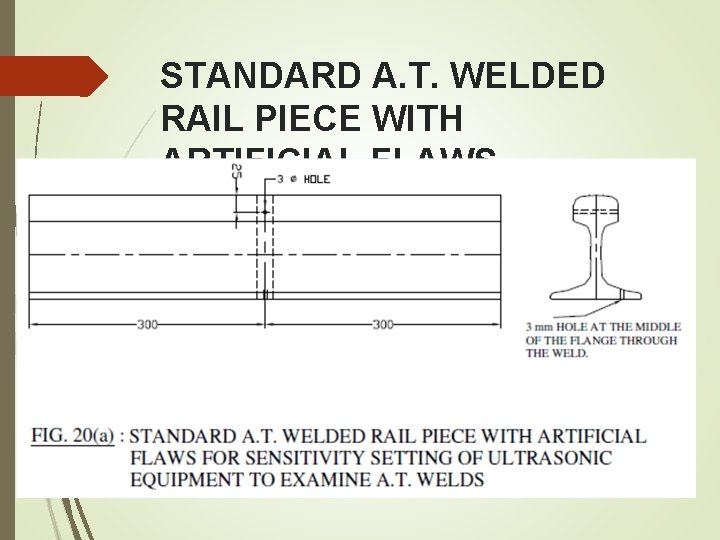 STANDARD A. T. WELDED RAIL PIECE WITH ARTIFICIAL FLAWS STANDARD A. T. WELDED RAIL PIECE WITH ARTIFICIAL FLAWS