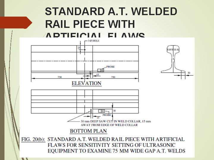 STANDARD A. T. WELDED RAIL PIECE WITH ARTIFICIAL FLAWS STANDARD A. T. WELDED RAIL PIECE WITH ARTIFICIAL FLAWS
