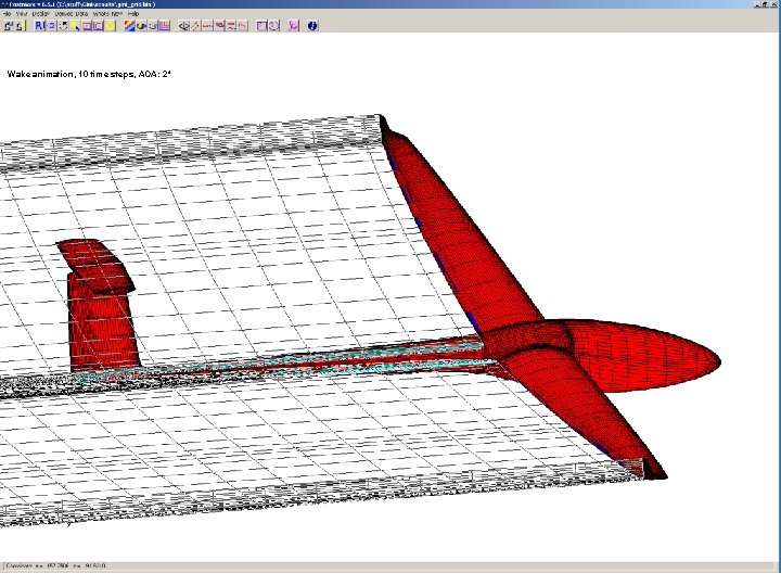 Wake animation, 10 time steps, AOA: 2° 