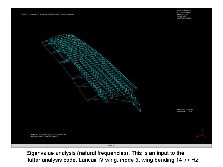 Eigenvalue analysis (natural frequencies). This is an input to the flutter analysis code. Lancair