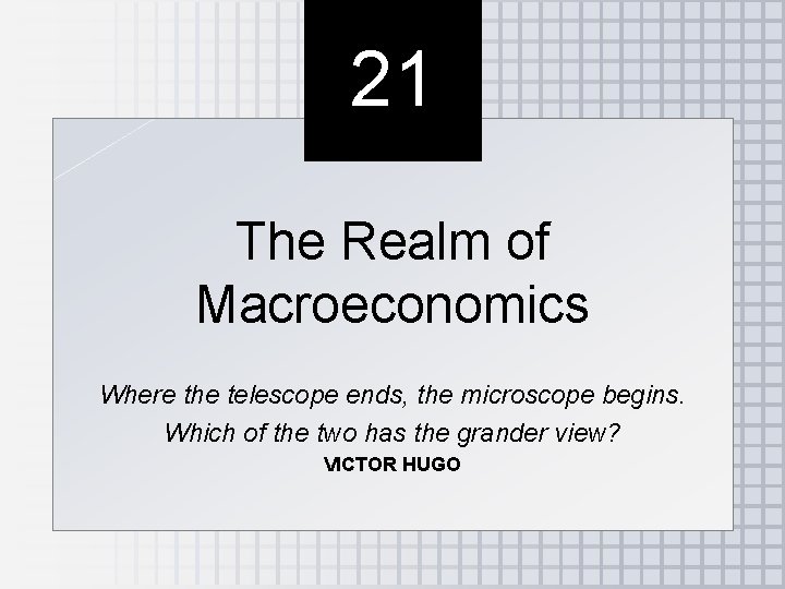 21 The Realm of Macroeconomics Where the telescope ends, the microscope begins. Which of 21 The Realm of Macroeconomics Where the telescope ends, the microscope begins. Which of