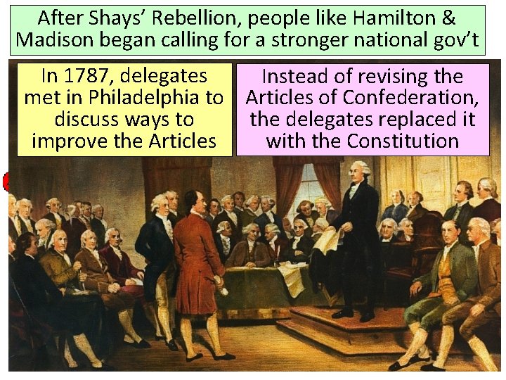 After. America’s Shays’ Rebellion, people. Government: like Hamilton & First National Madison began calling