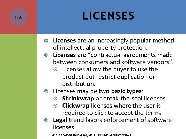 LICENSES 5 -20 Licenses are an increasingly popular method of intellectual property protection. Licenses