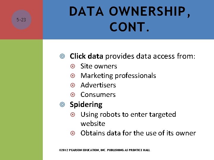 DATA OWNERSHIP, CONT. 5 -23 Click data provides data access from: Site owners Marketing
