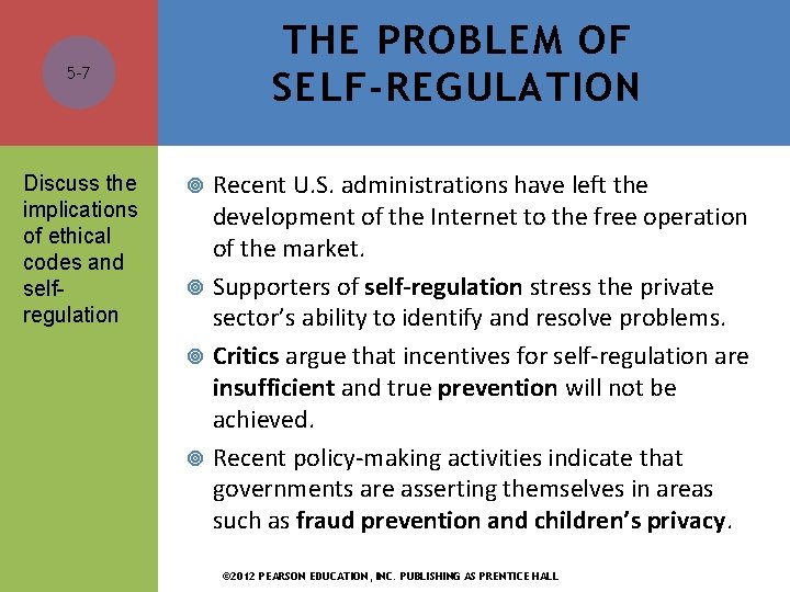 THE PROBLEM OF SELF-REGULATION 5 -7 Discuss the implications of ethical codes and selfregulation