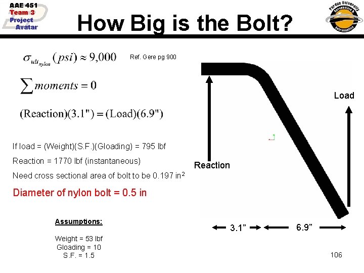 AAE 451 Team 3 Project Avatar How Big is the Bolt? Ref. Gere pg