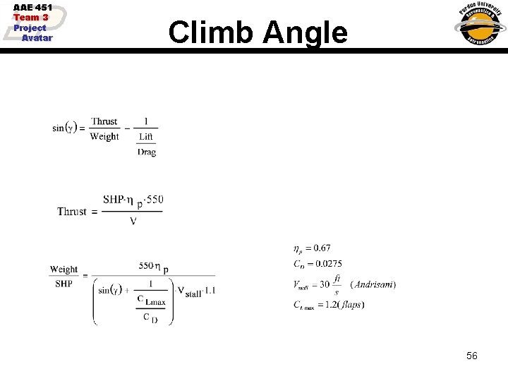 AAE 451 Team 3 Project Avatar Climb Angle 56 