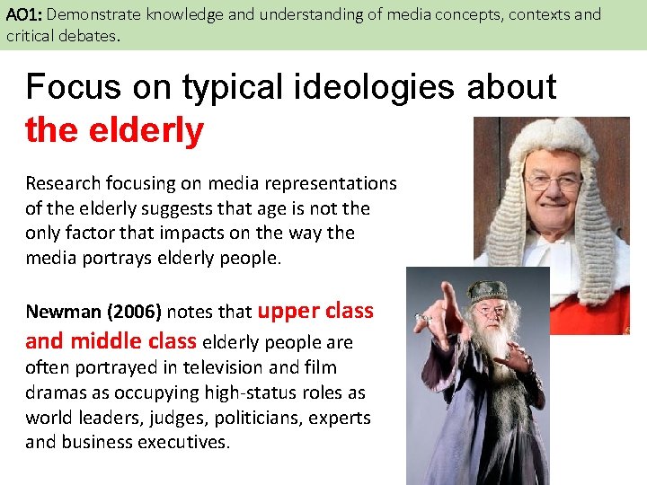 AO 1: Demonstrate knowledge and understanding of media concepts, contexts and critical debates. Focus