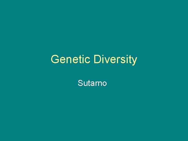 Genetic Diversity Sutarno 