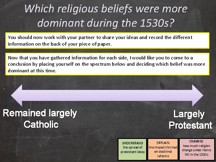 Which religious beliefs were more dominant during the 1530 s? You should now work