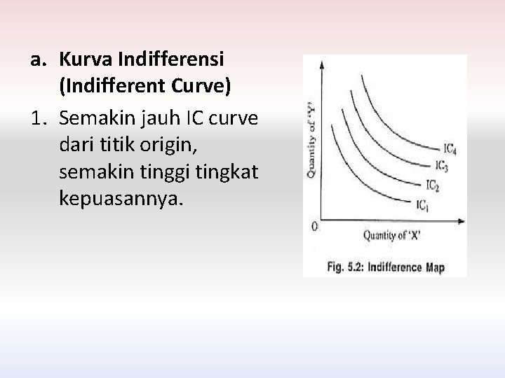 a. Kurva Indifferensi (Indifferent Curve) 1. Semakin jauh IC curve dari titik origin, semakin