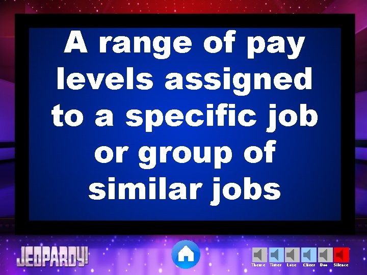 A range of pay levels assigned to a specific job or group of similar