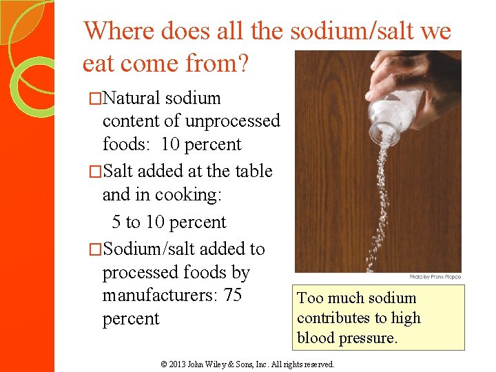 Where does all the sodium/salt we eat come from? �Natural sodium content of unprocessed Where does all the sodium/salt we eat come from? �Natural sodium content of unprocessed