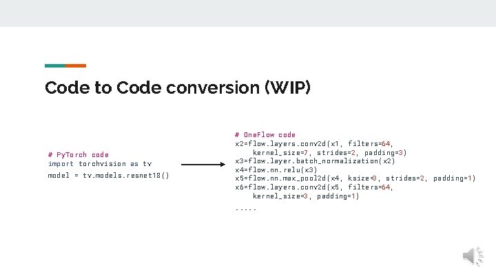 Code to Code conversion (WIP) # Py. Torch code import torchvision as tv model Code to Code conversion (WIP) # Py. Torch code import torchvision as tv model