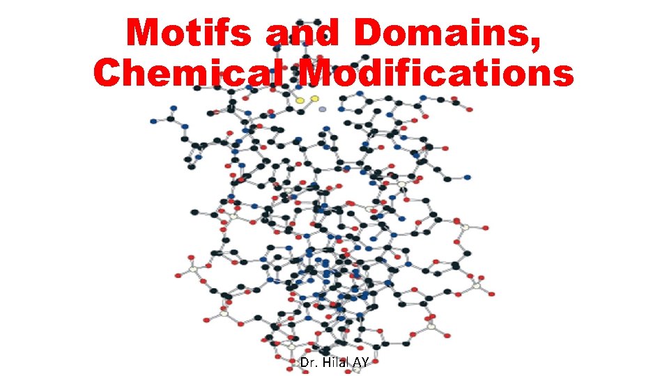 Motifs and Domains, Chemical Modifications Dr. Hilal AY 