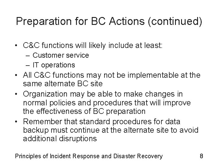 Principles of Incident Response and Disaster Recovery Chapter