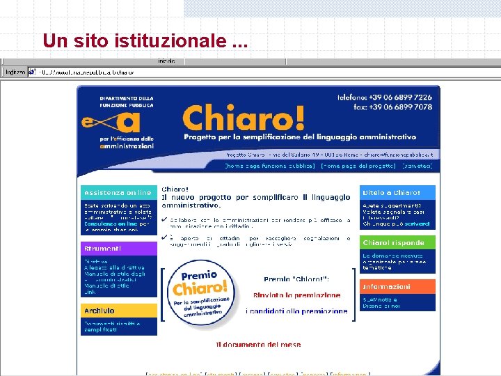 Un sito istituzionale. . . Un sito istituzionale. . .