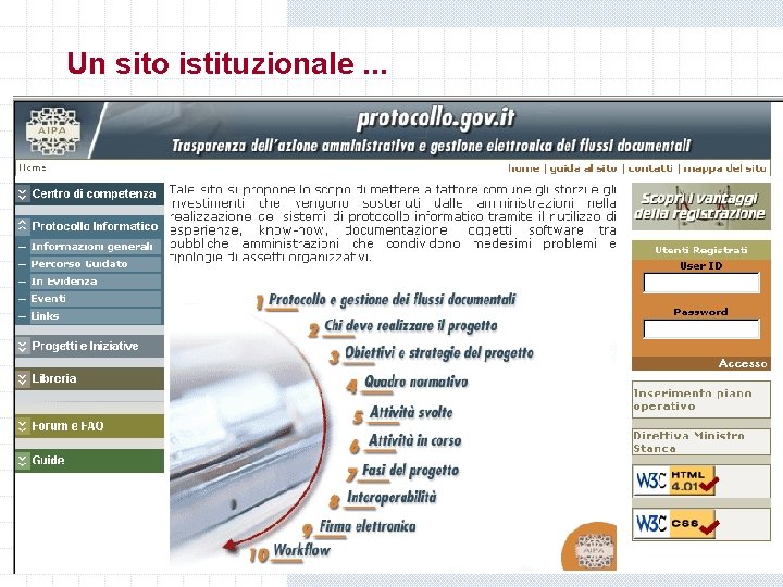 Un sito istituzionale. . . Un sito istituzionale. . .
