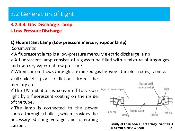 3. 2 Generation of Light 3. 2. 4. 4 Gas Discharge Lamp i. Low